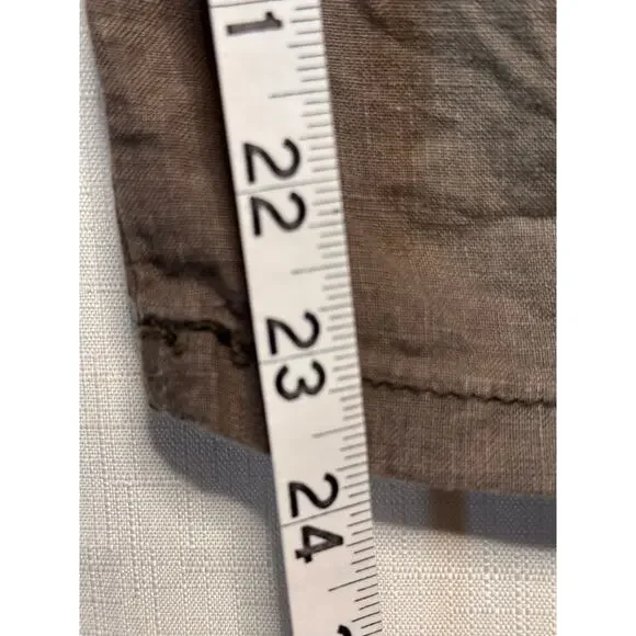 FREE PEOPLE Linen Pants Womens S Cargo Crop Patchwork Utility Green Relaxed Fit - Picture 12 of 15